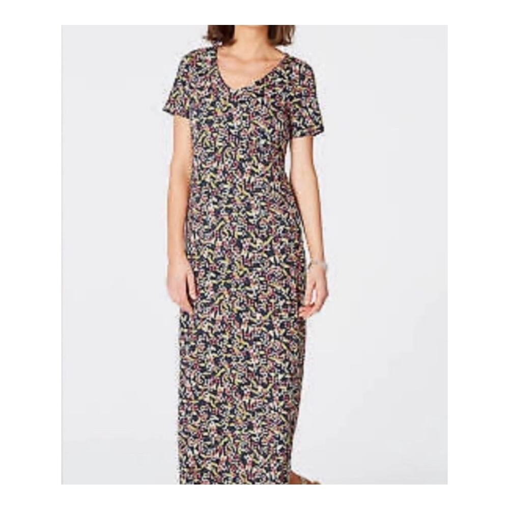 J Jill Maxi Dress 2X Floral Cottage Resort Cruise Stretchy Everyday Travel